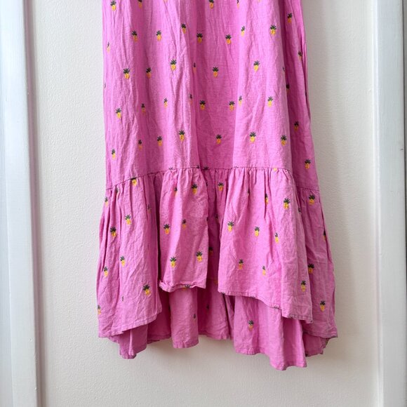 FARM Rio Pink Embroidered Pineapples Puff Sleeve Midi Dress - Picture 9 of 11